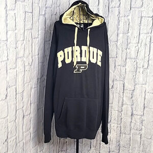 STADIUM ATHLETICS Black with Gold Purdue Hoodie Sweatshirt XXL